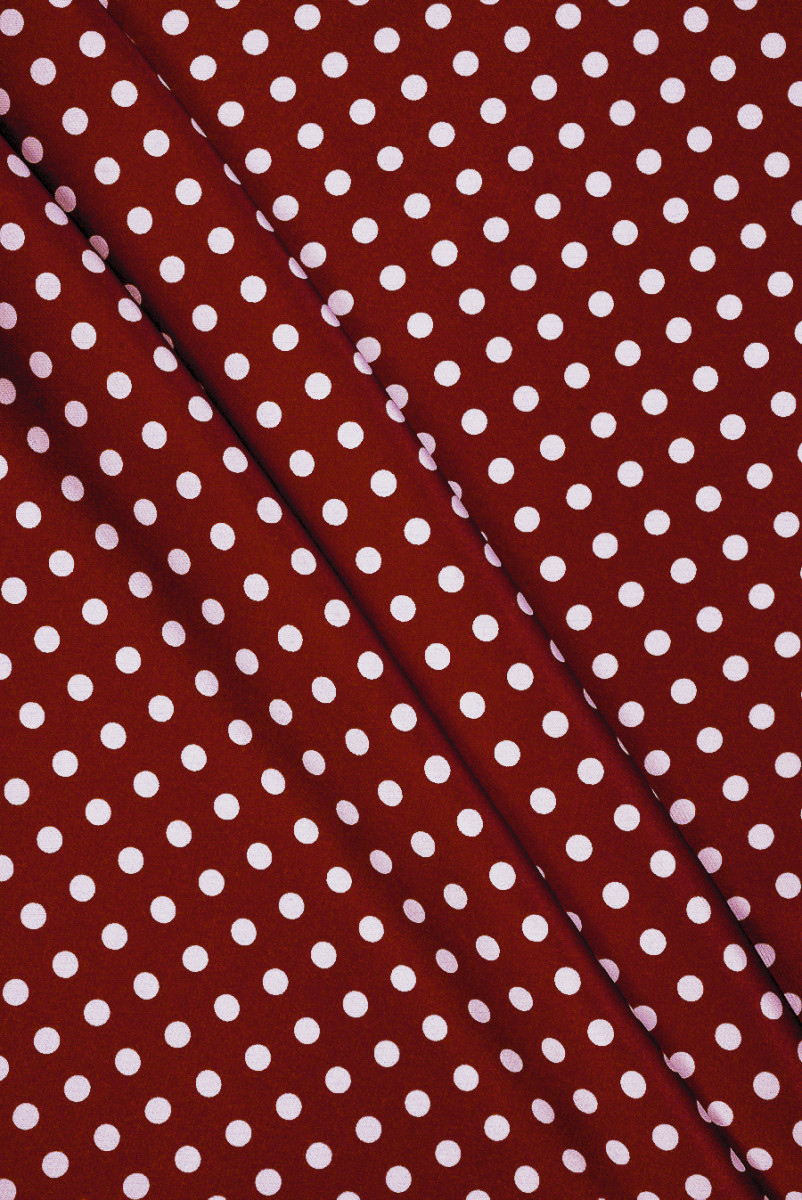 Satyna wiskozowa w kropki bordowa