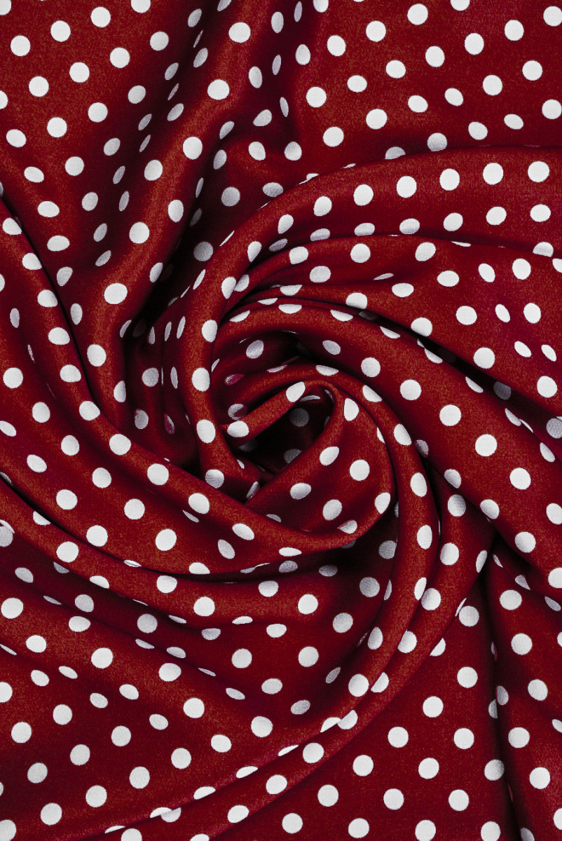 Satyna wiskozowa w kropki bordowa