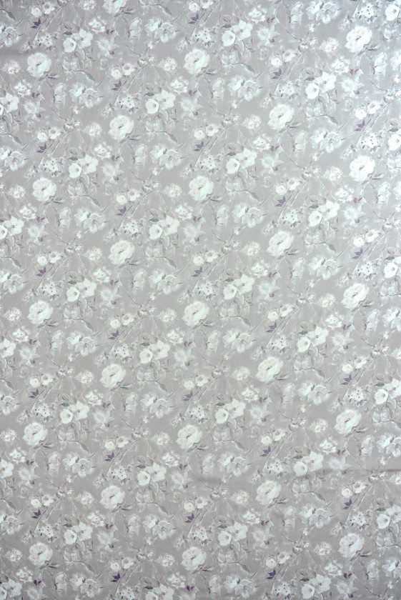Muślin jedwabny szaro beżowy w kwiaty