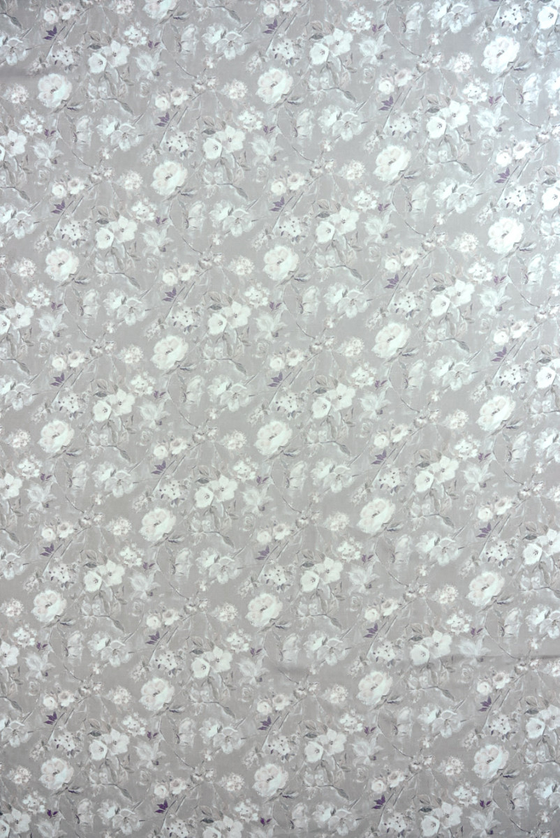 Muślin jedwabny szaro beżowy w kwiaty