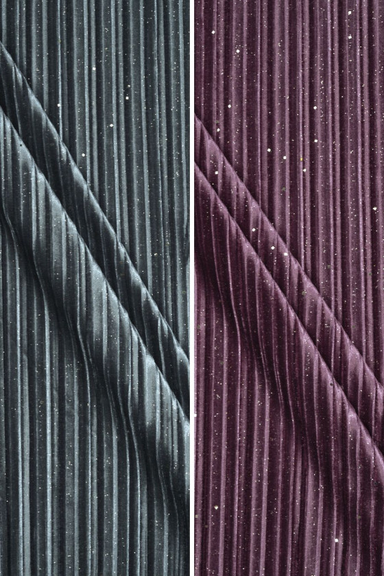 Pleated velour with glitter...