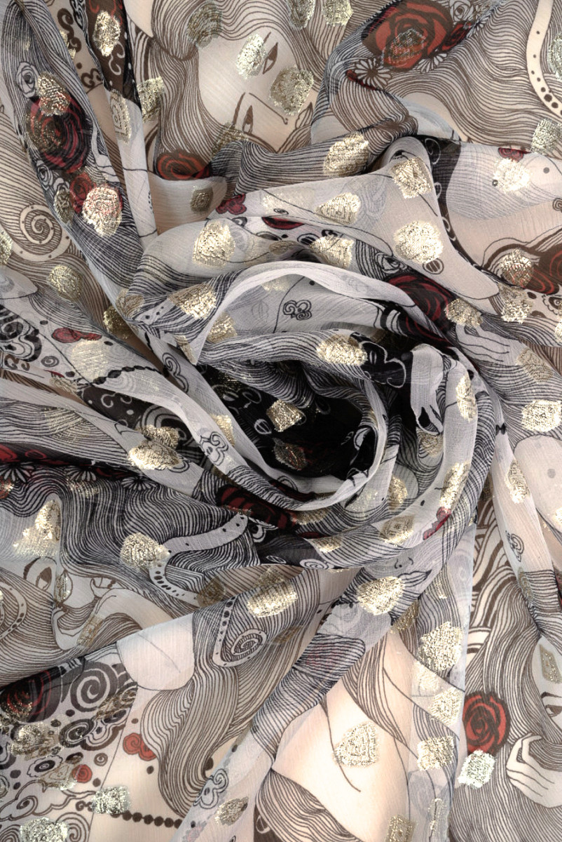 Szyfon jedwabny kreszowany w kobiety