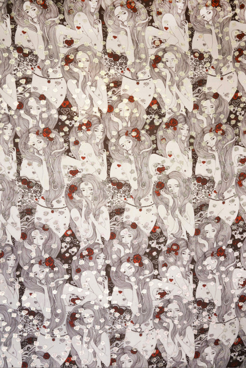Chiffon de soie froissé motif femmes