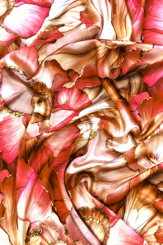 Satin silk flowers with gold trim