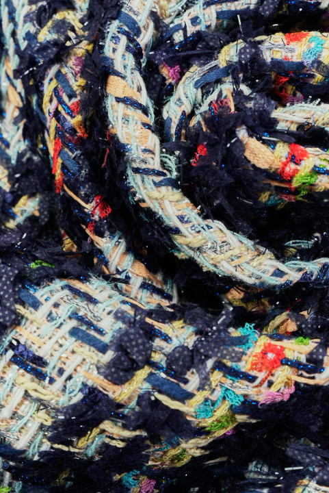 Tissu style Chanel bleu marine à fils colorés