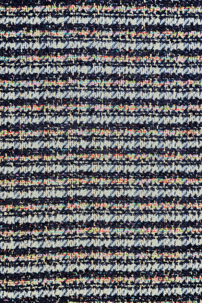 Tkanina typu chanel granatowa z kolorowymi nitkami