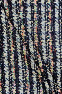 Tissu style Chanel bleu marine à fils colorés