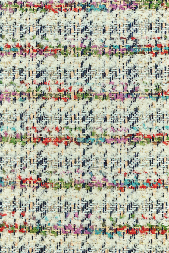 Tkanina typu chanel kremowa z kolorowymi nitkami