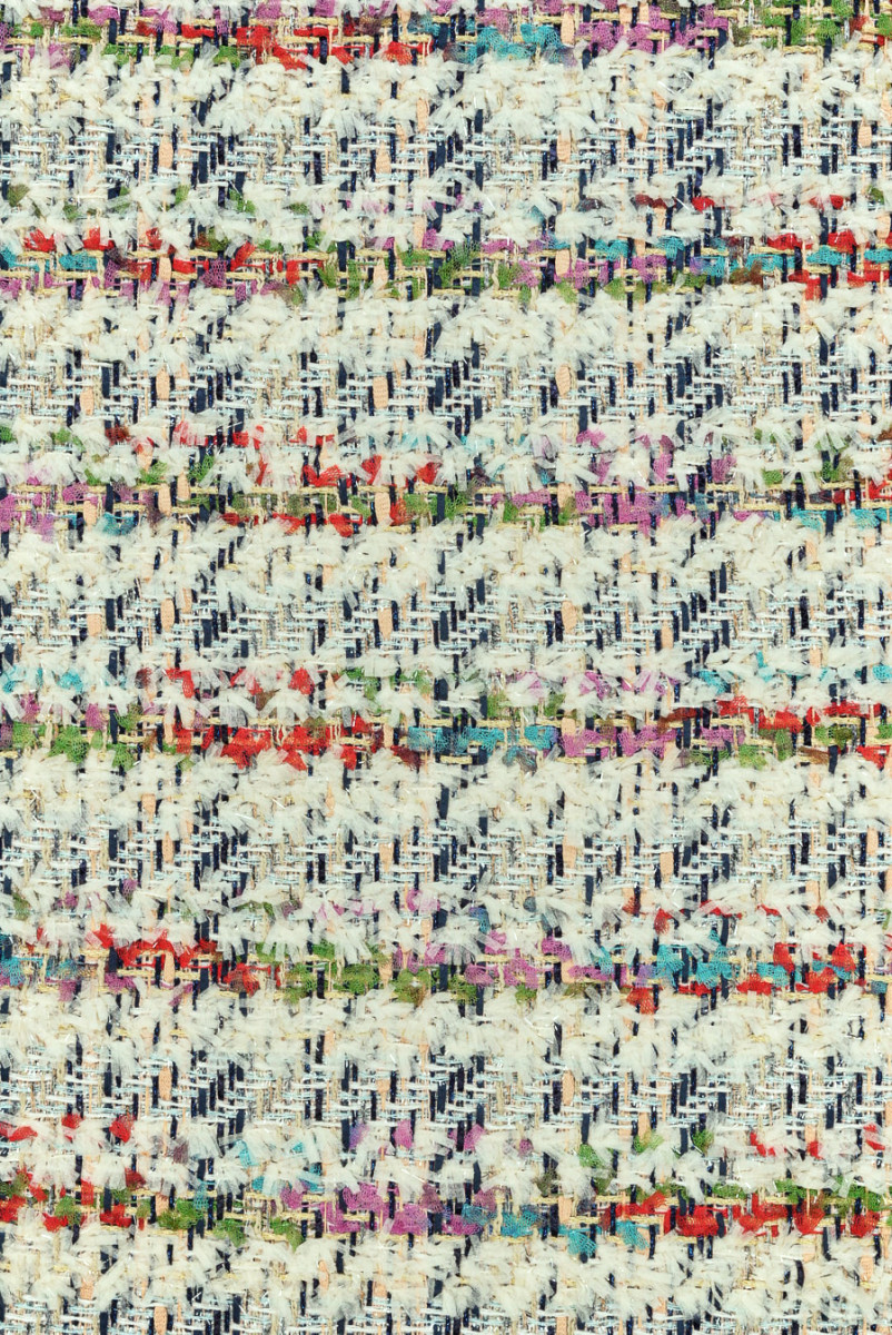 Tkanina typu chanel kremowa z kolorowymi nitkami