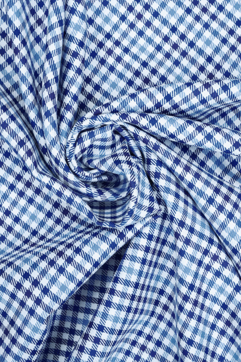 Coton pour chemise à carreaux bleus