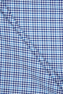 Overhemdkatoen met blauw ruitpatroon