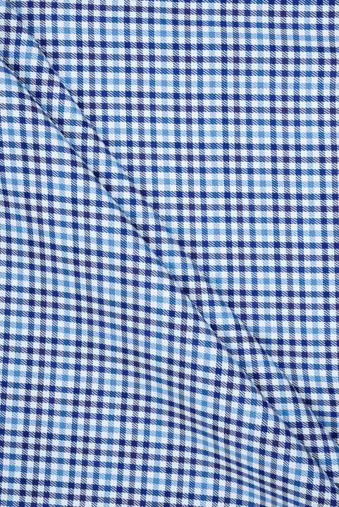 Coton pour chemise à carreaux bleus