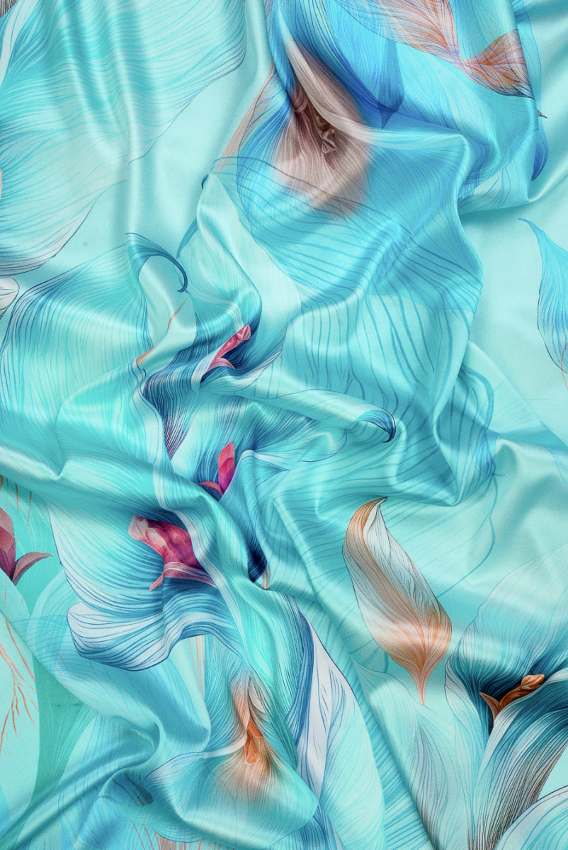 Satyna jedwabna kalie jasny turkus