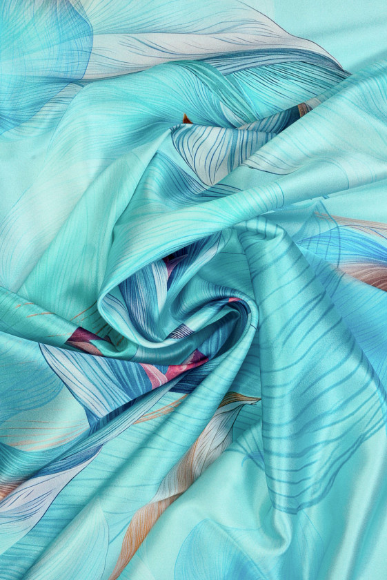 Satyna jedwabna kalie jasny turkus