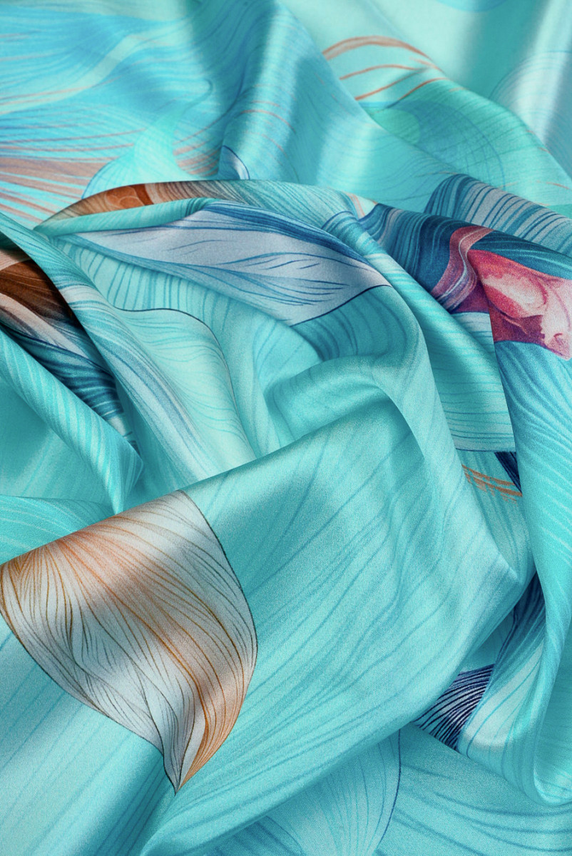 Satyna jedwabna kalie jasny turkus