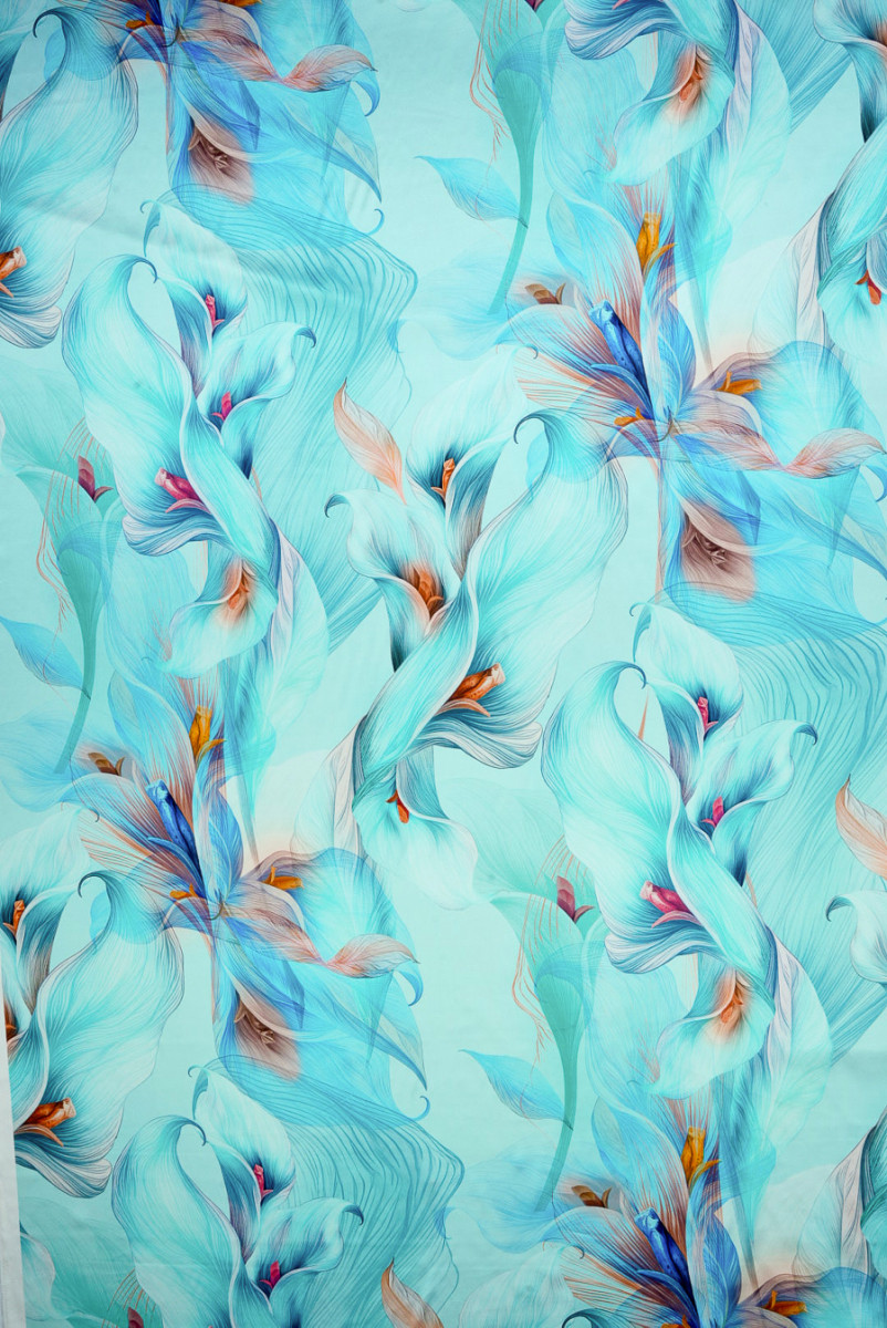 Satyna jedwabna kalie jasny turkus