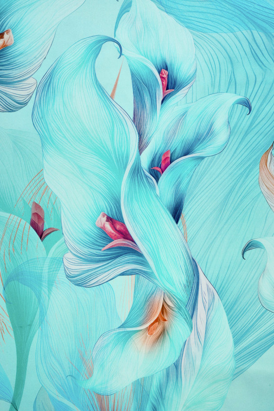 Satyna jedwabna kalie jasny turkus