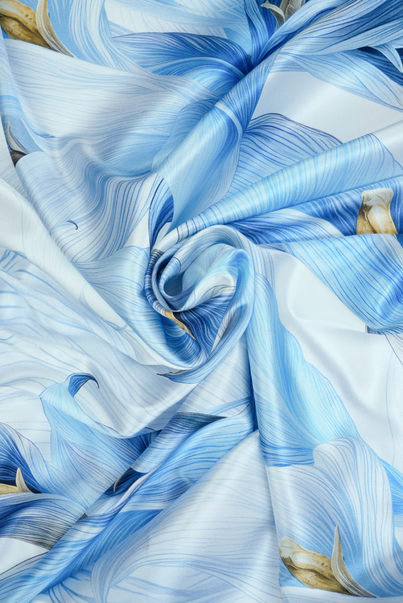 Satyna jedwabna kalie niebieskie