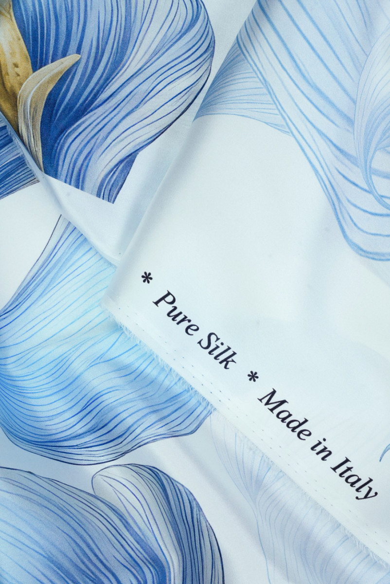 Satyna jedwabna kalie niebieskie