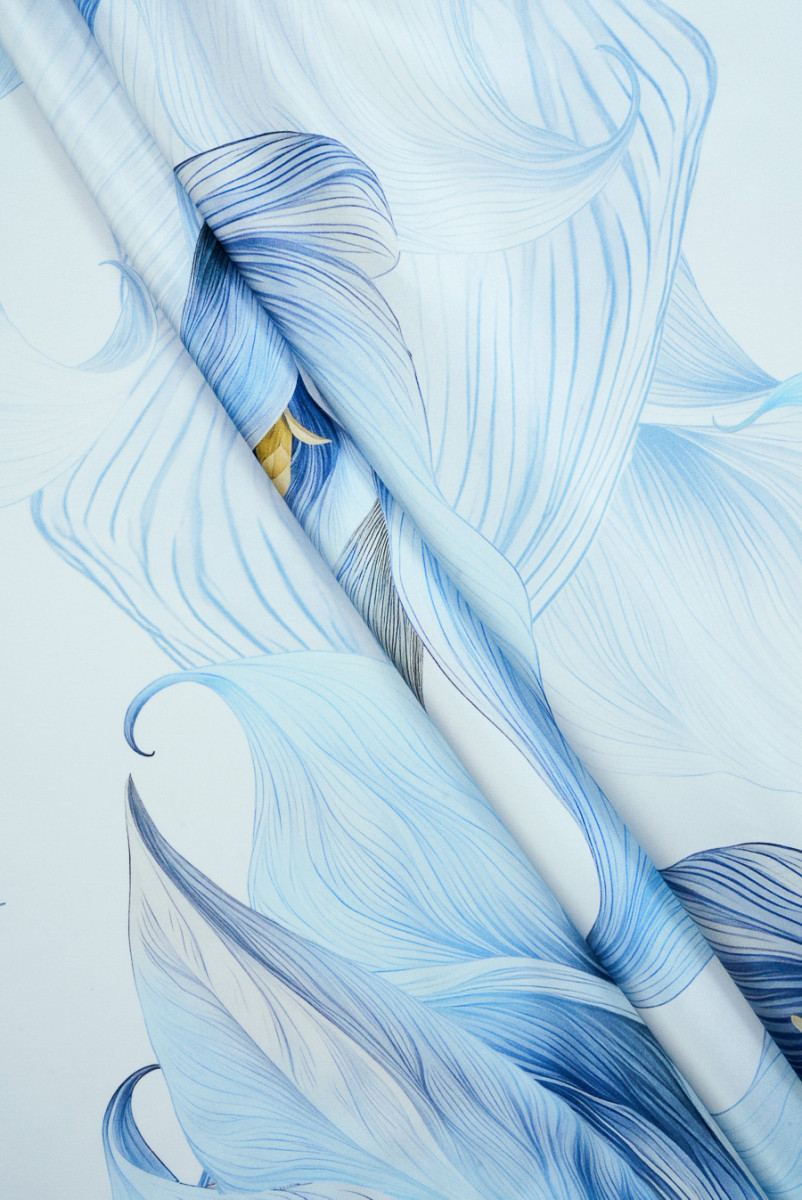 Satyna jedwabna kalie niebieskie