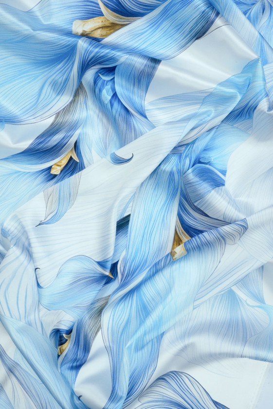 Satyna jedwabna kalie niebieskie