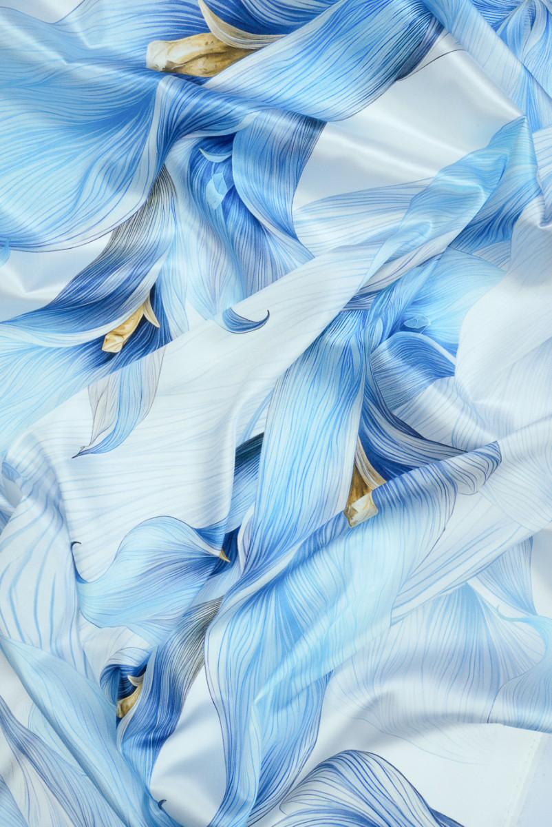 Satyna jedwabna kalie niebieskie