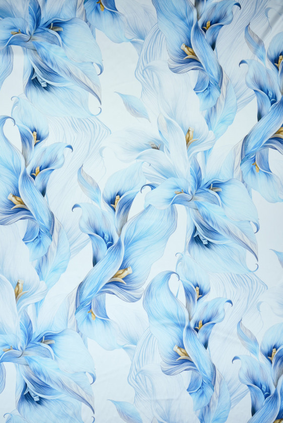 Satyna jedwabna kalie niebieskie