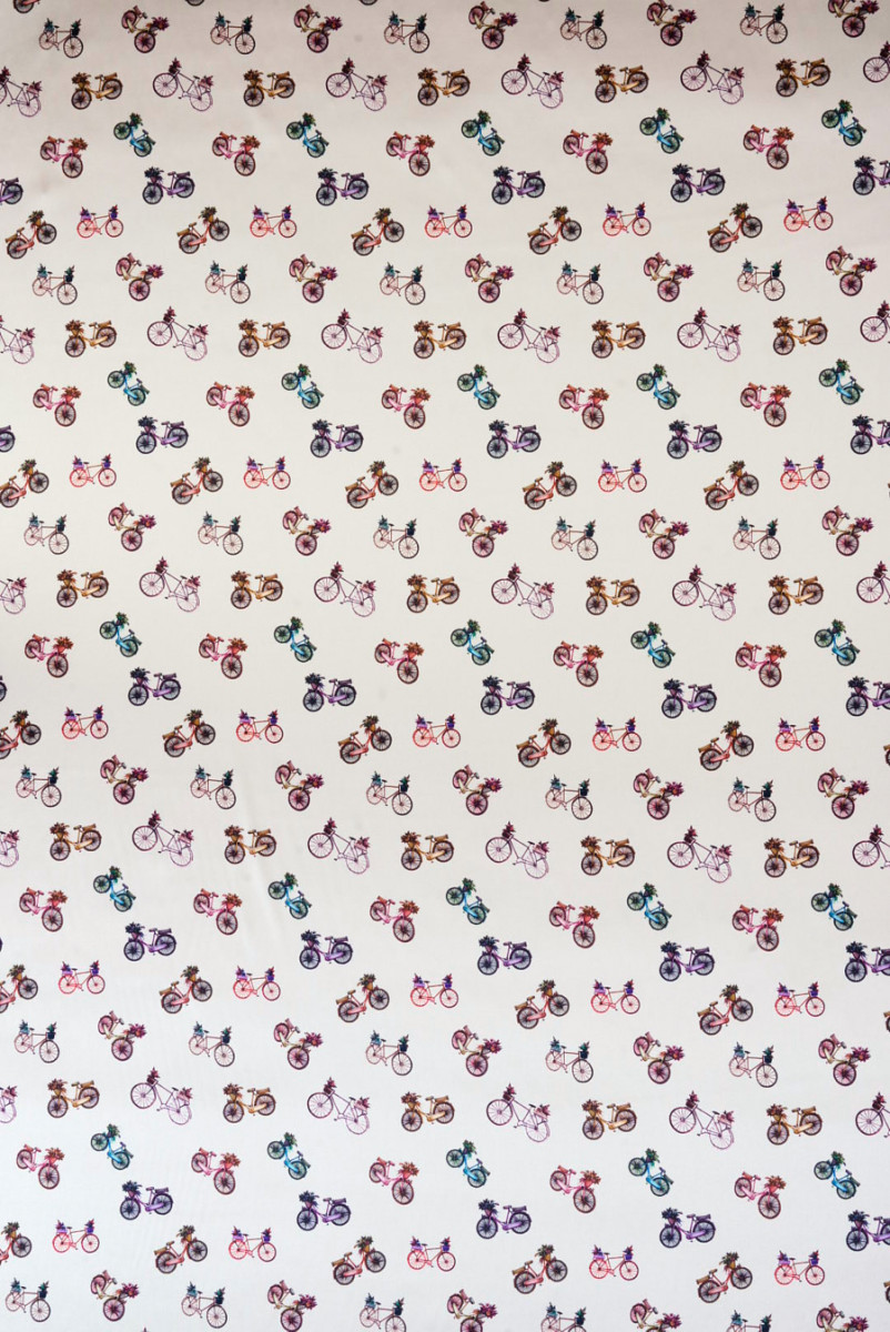 Silk satin bicycles on a cream background