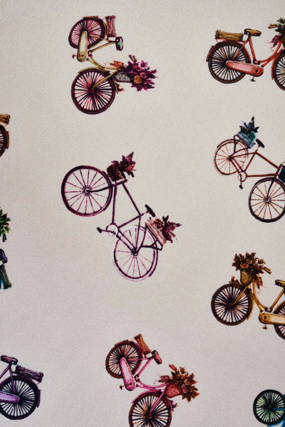 Satyna jedwabna rowery na kremowym tle