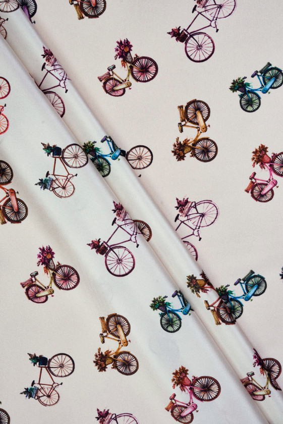 Silk satin bicycles on a cream background