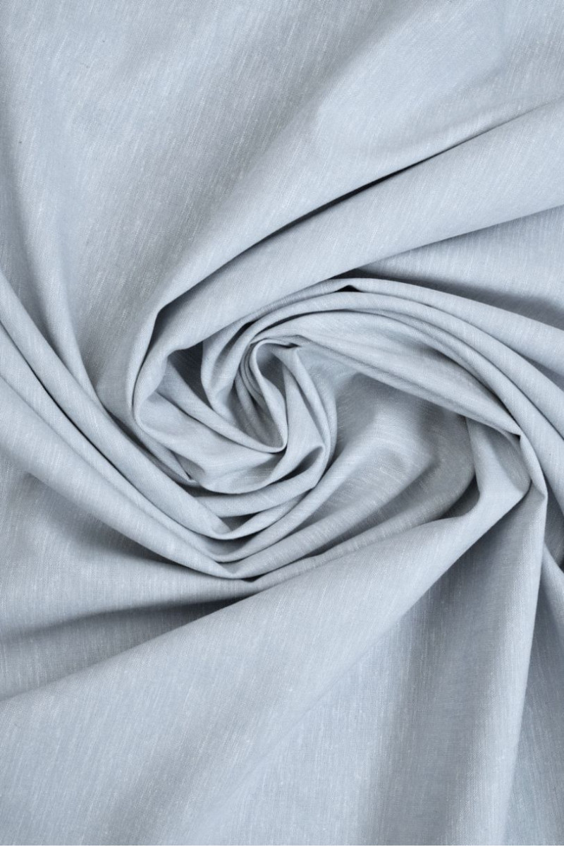 Len z bawełną i poliestrem szaro-błękitny