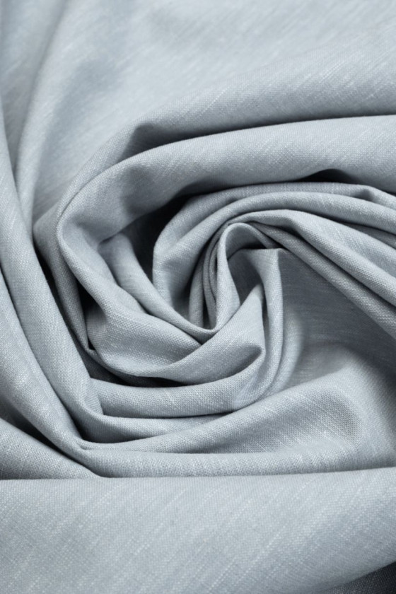 Len z bawełną i poliestrem szaro-błękitny