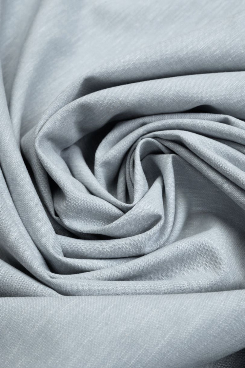 Len z bawełną i poliestrem szaro-błękitny