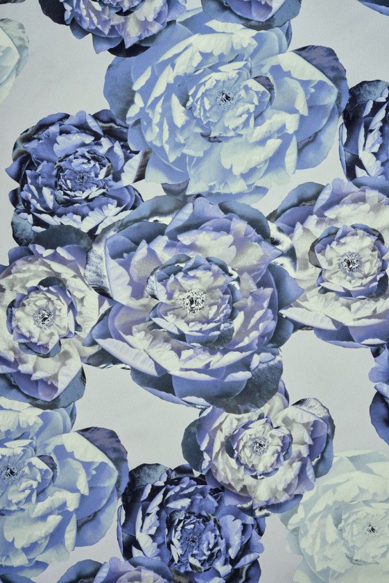 Tkanina jedwabna fioletowe kwiaty