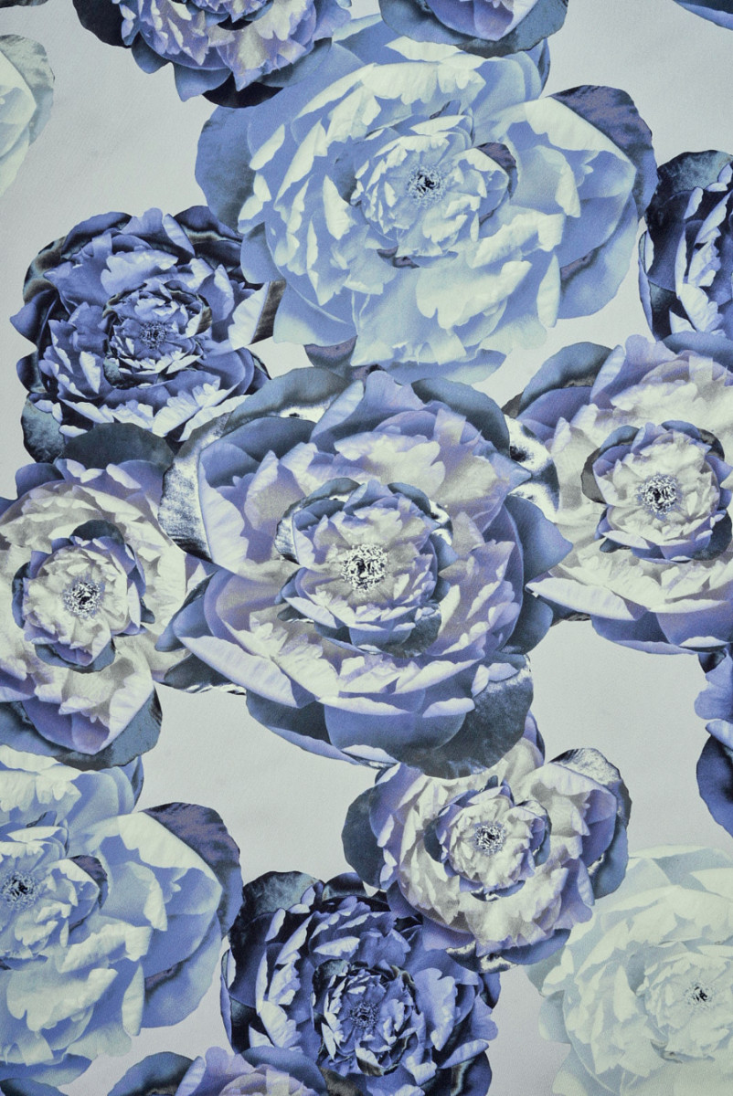 Tkanina jedwabna fioletowe kwiaty