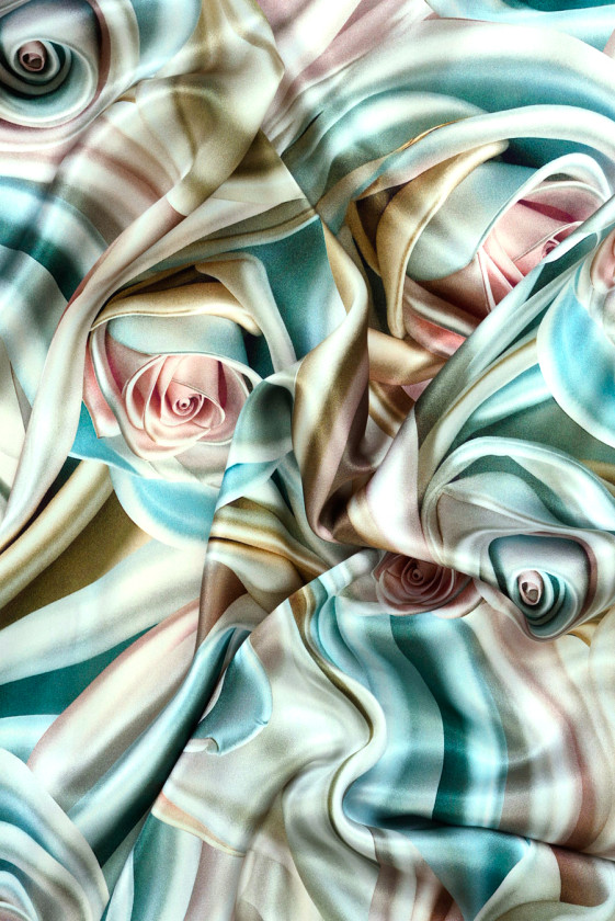 Satyna jedwabna pastelowe pąki róż