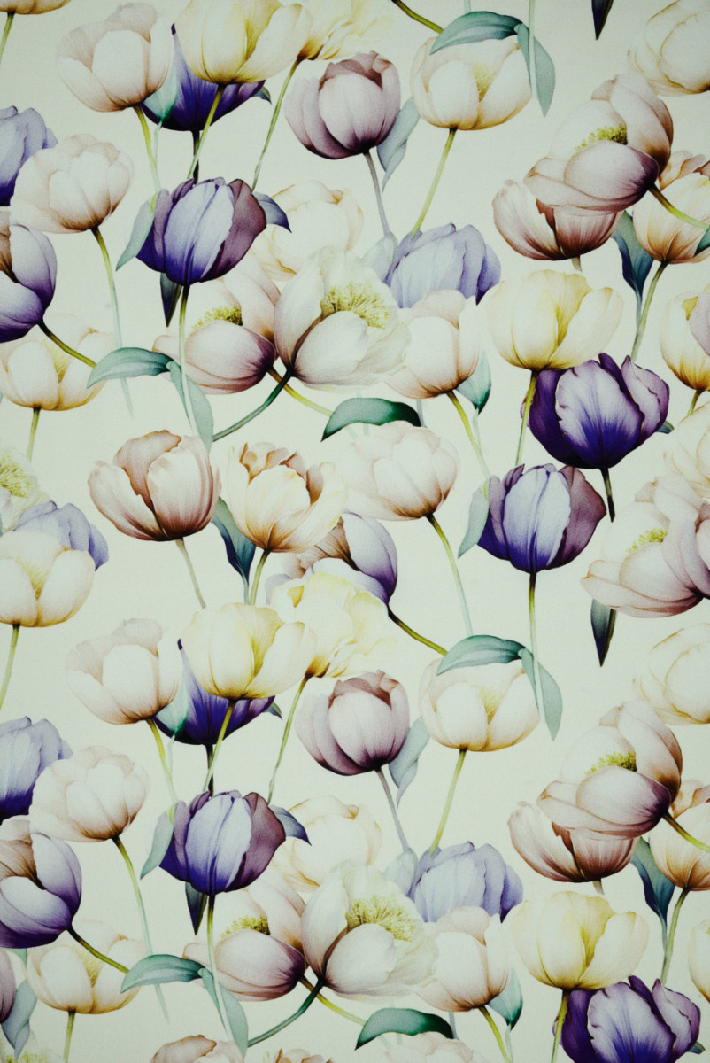 Krepa jedwabna w tulipany