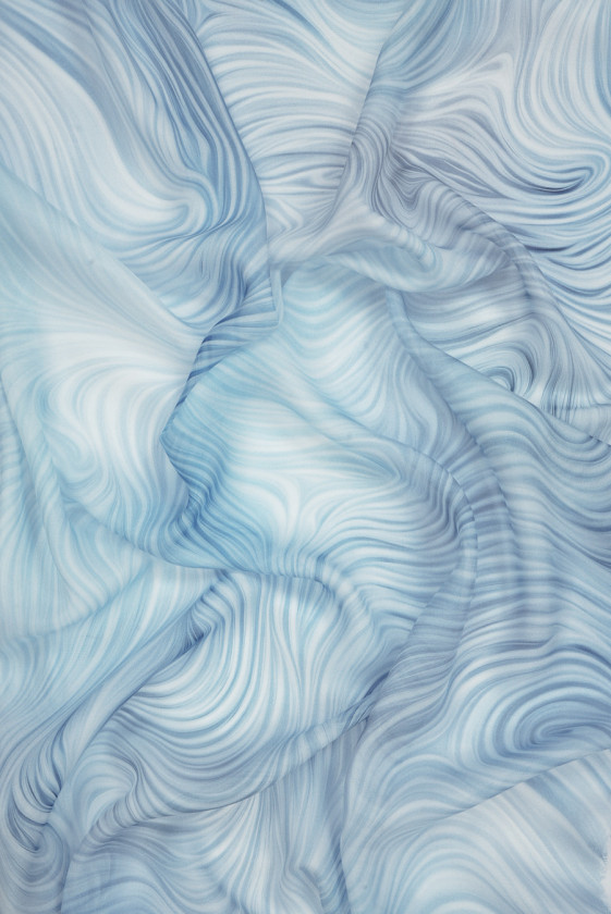 Muślin jedwabny niebieskie fale