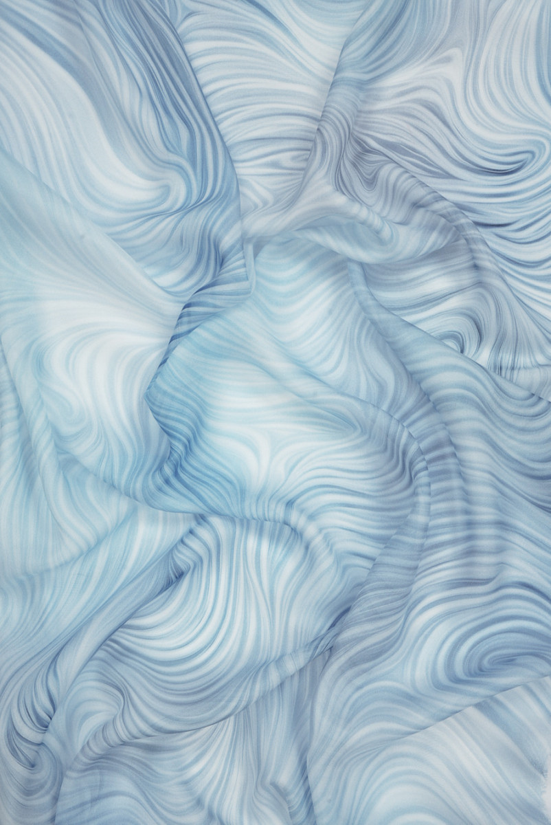 Muślin jedwabny niebieskie fale