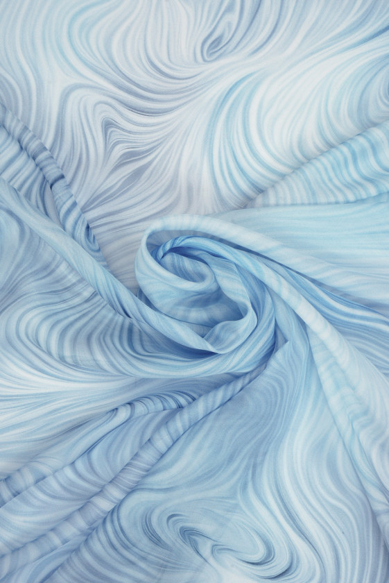 Muślin jedwabny niebieskie fale