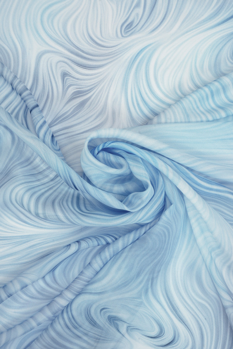 Muślin jedwabny niebieskie fale