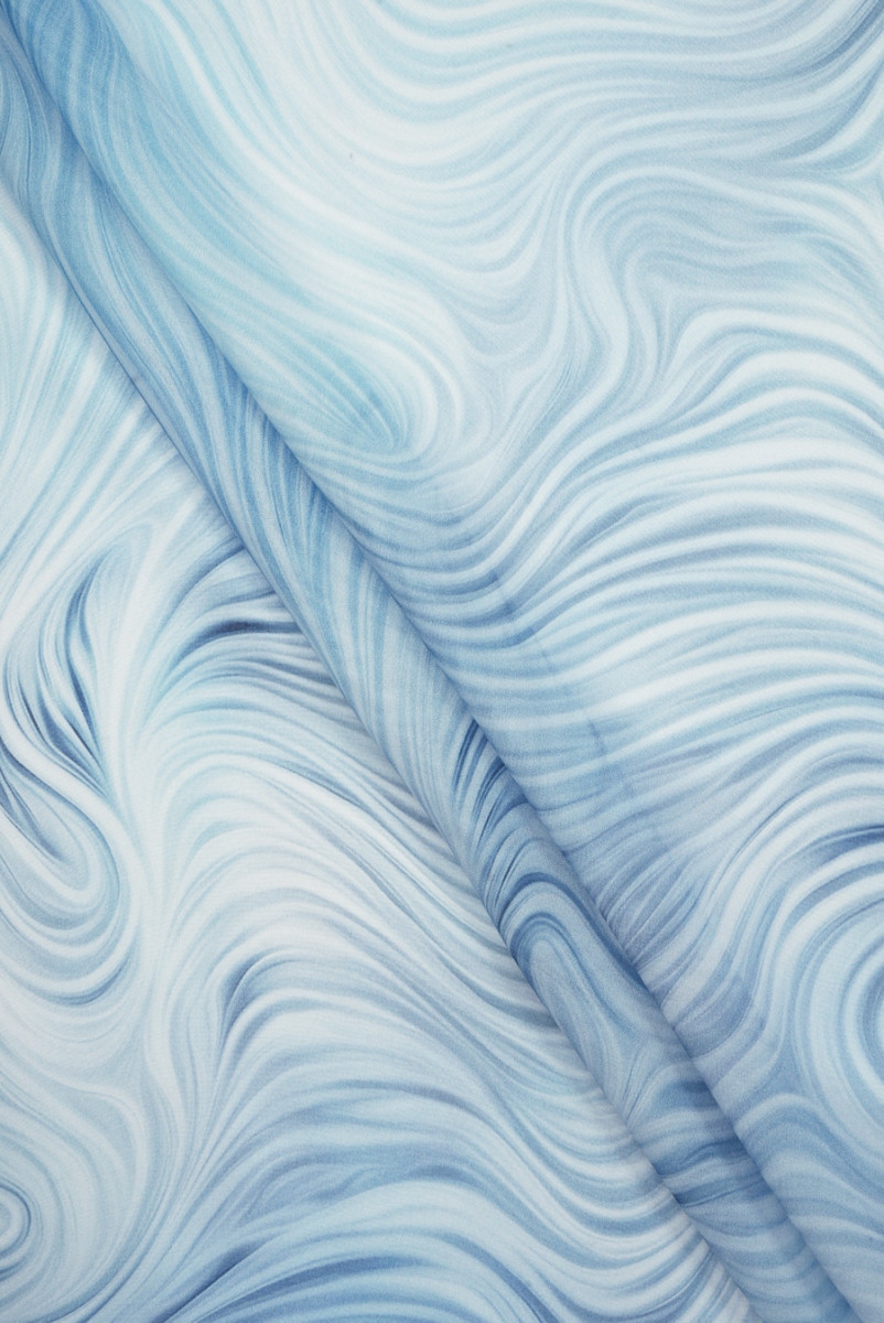 Muślin jedwabny niebieskie fale