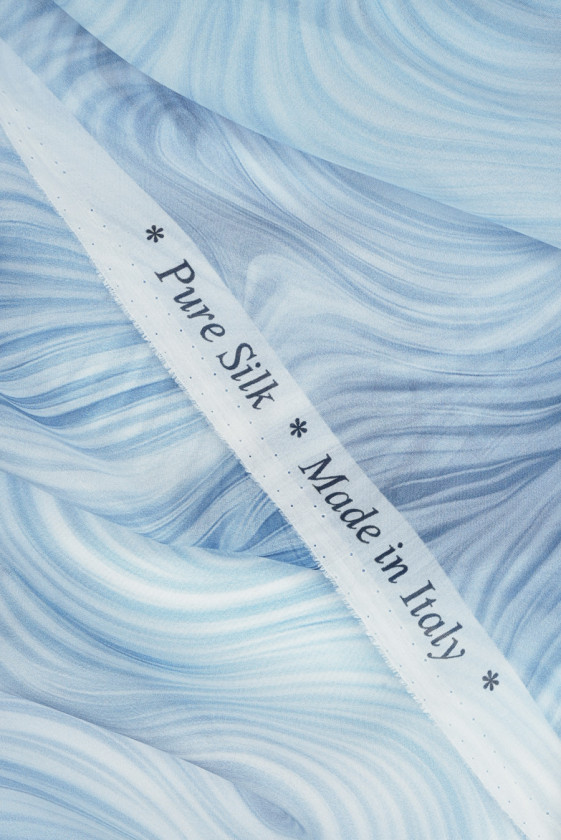 Muślin jedwabny niebieskie fale