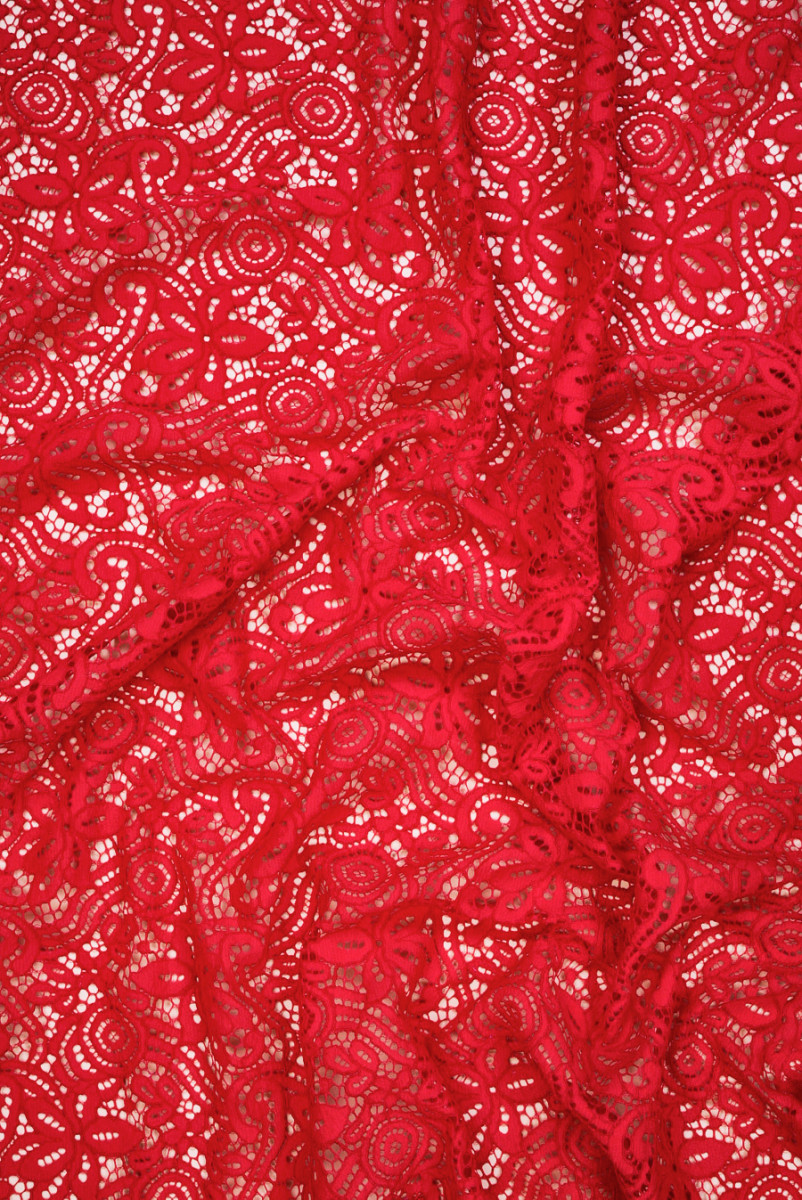 Koronka z bawełną czerwona