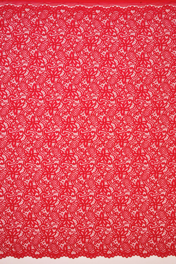 Red lace with cotton