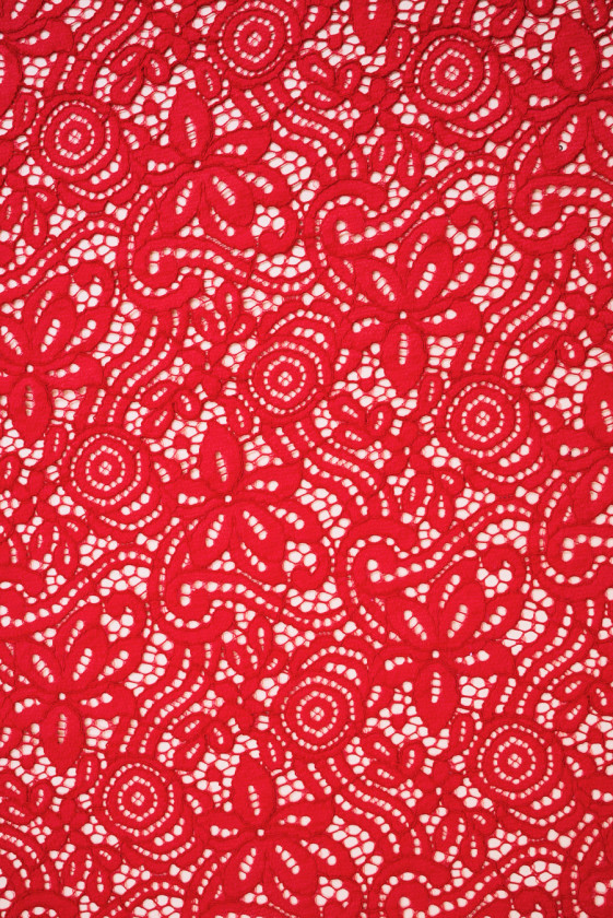 Koronka z bawełną czerwona