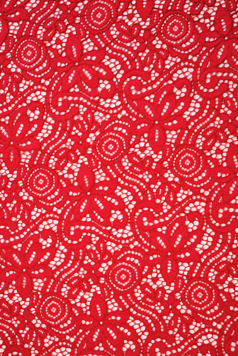 Koronka z bawełną czerwona