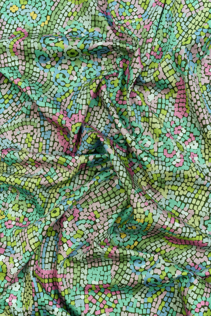 Wiskoza drobna zielona mozaika