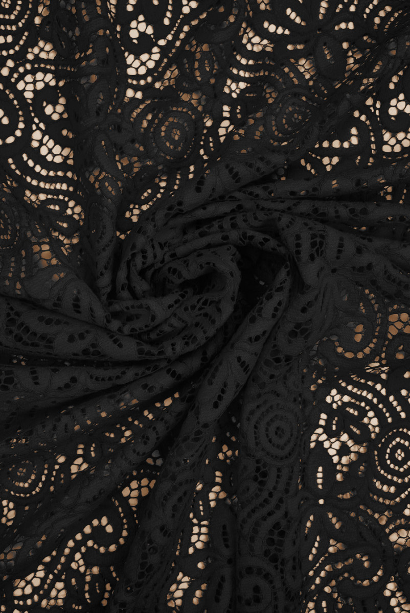 Koronka z bawełną czarna
