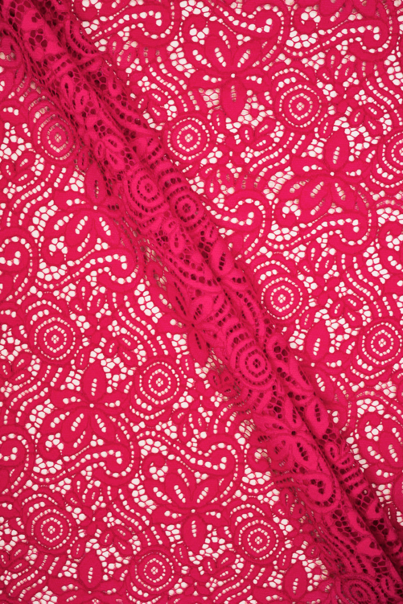 Koronka z bawełną różowa